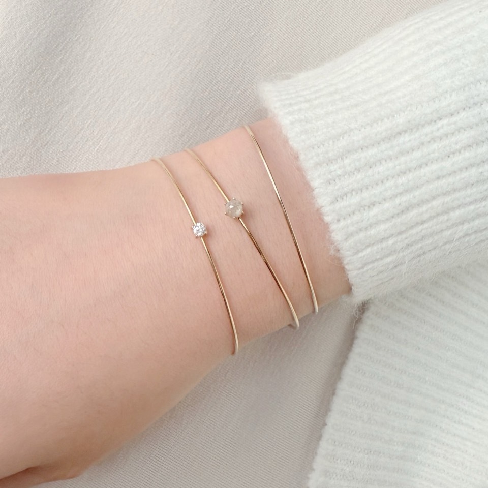 14K六爪灰鑽原礦記憶手鐲