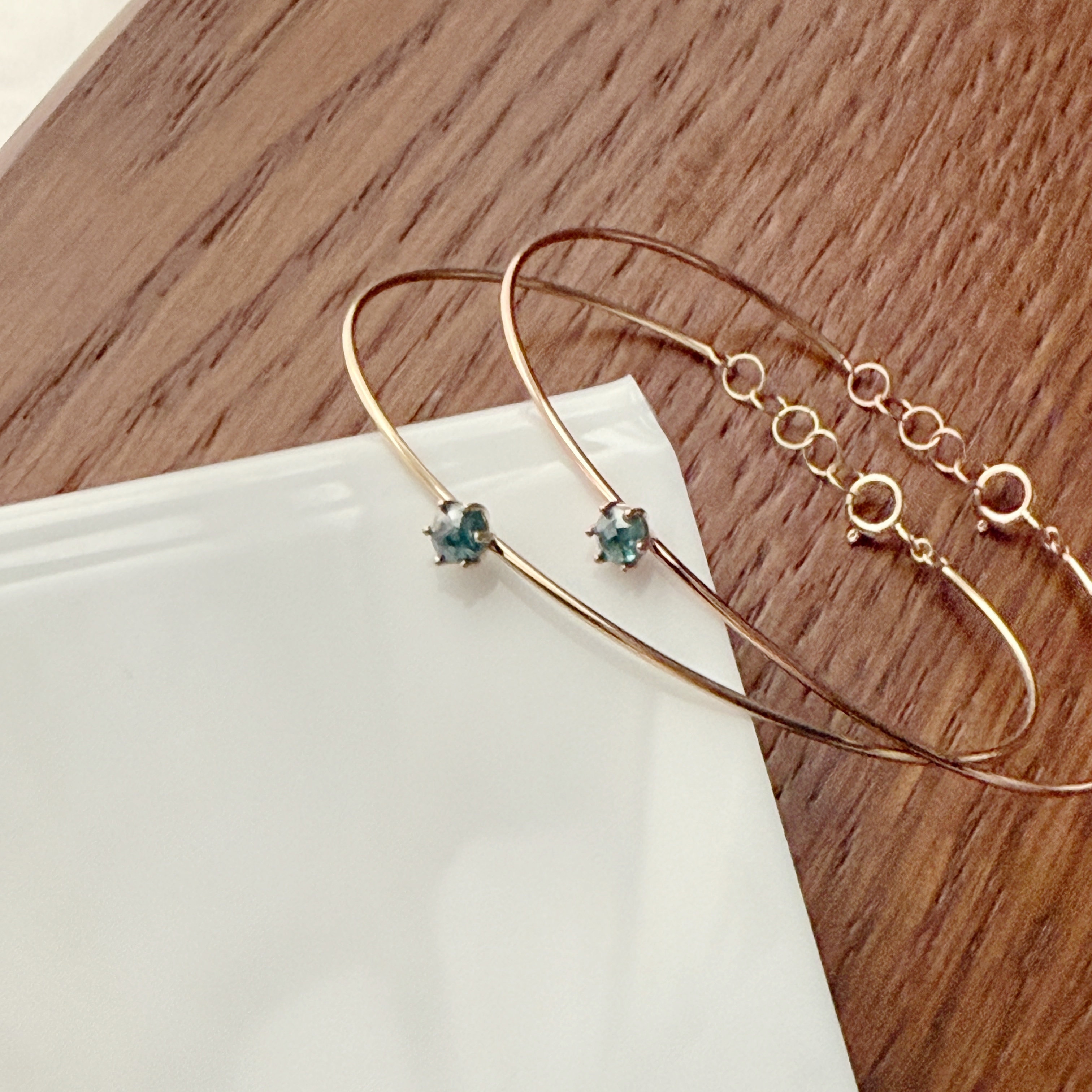 14K六爪藍鑽原礦記憶手鐲