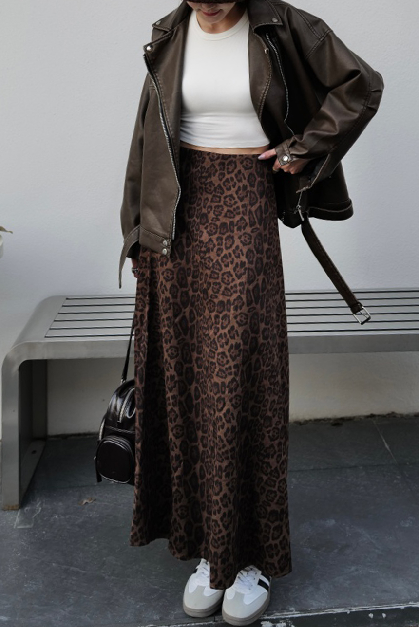 豹紋麂皮魚尾傘裙