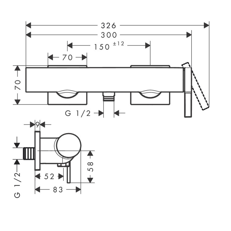 hansgrohe Tecturis E 73620, -000 Single lever shower mixer for exposed installation - With GA Approval