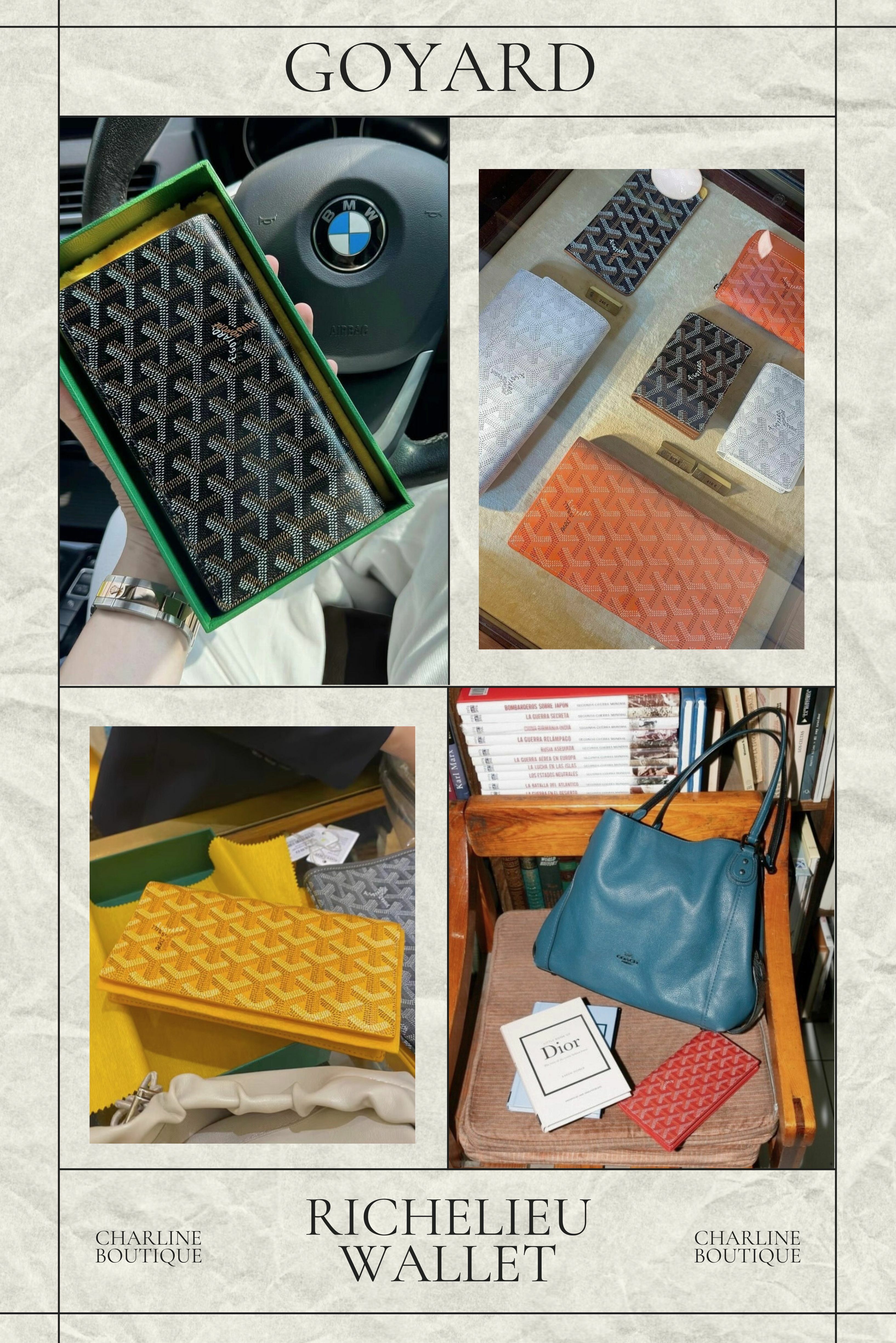 Richelieu Wallet 這款是 Goyard 唯一的扣式長夾，設計一點都不馬虎！內部配置6個卡片夾層、1個拉鍊夾層和2個暗袋夾層，讓你再也不用擔心卡片和小東西亂丟亂放。最棒的是，它的拉鍊夾層能保護你的貴重物品不會丟失，甚至連鈔票都能妥妥地塞進去。而且它的11種經典顏色，光是看就讓人心動不已，選擇困難症患者肯定會糾結一番！但無論你選哪一款都不會錯，因為這款長夾真的是全能選手，男女通吃，任何年齡層都能輕鬆駕馭！