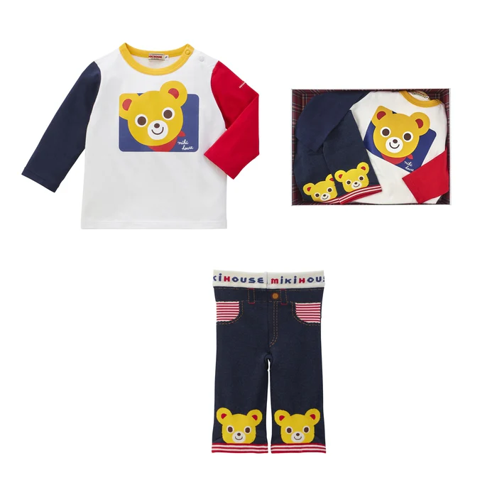 普奇熊長袖長褲套組（盒裝）-黃