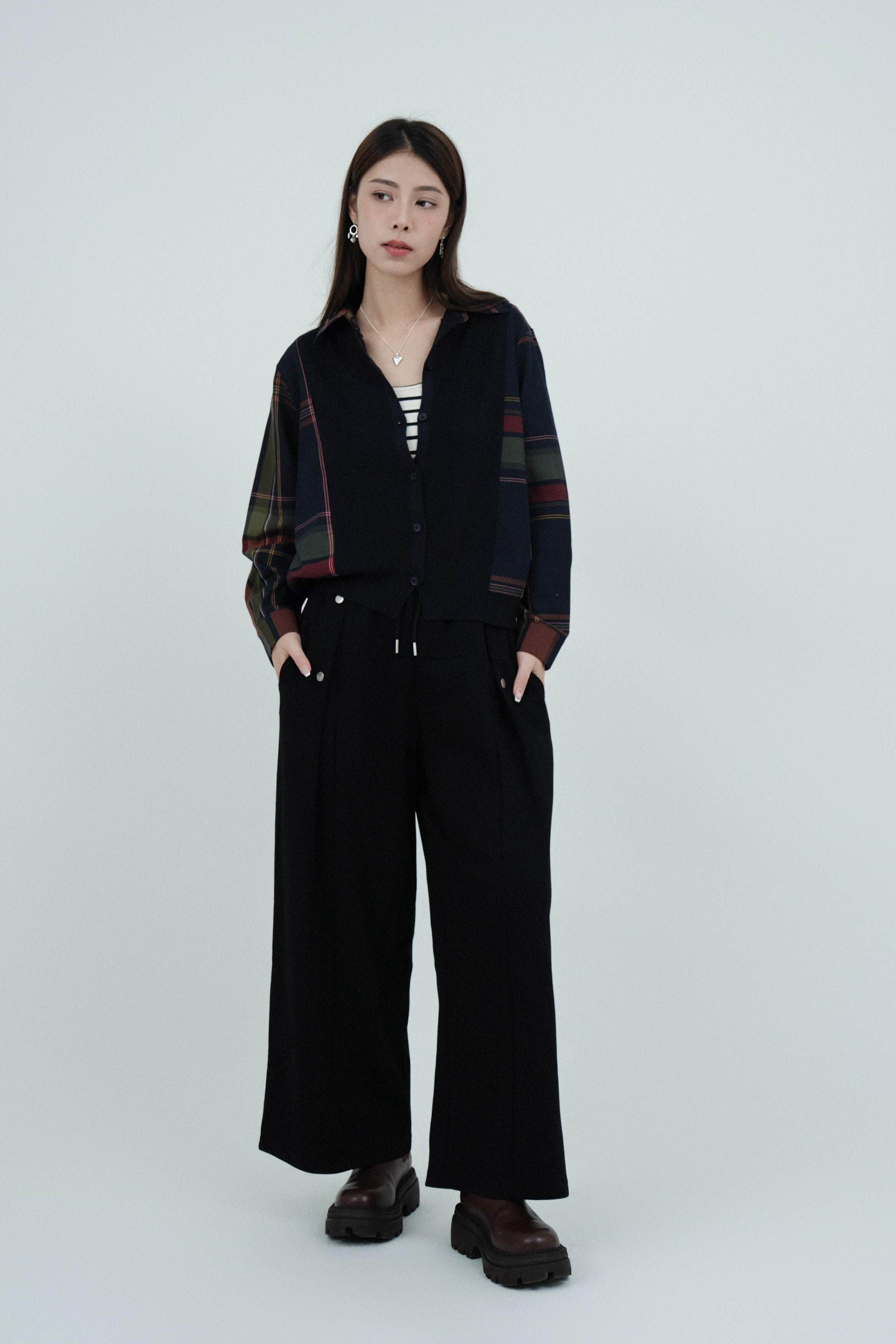 針織拼格仔恤衫（現貨款式）