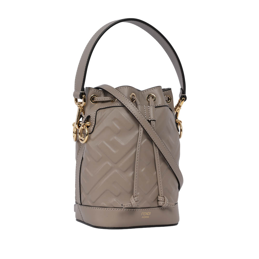 【FENDI】MON TRESOR FF 浮雕小牛皮二用迷你水桶包