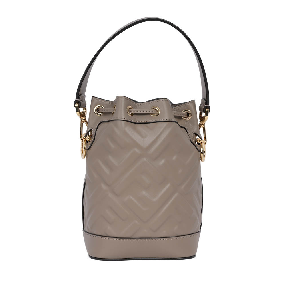 【FENDI】MON TRESOR FF 浮雕小牛皮二用迷你水桶包
