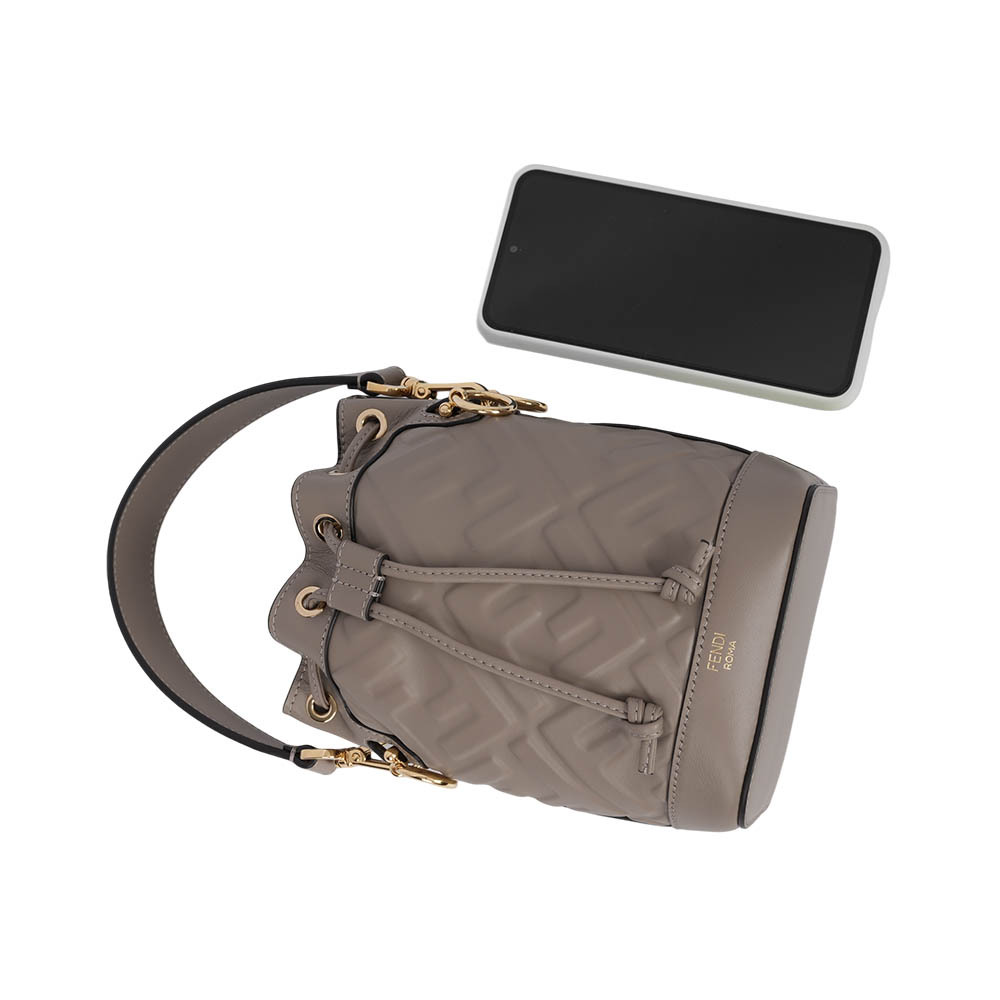 【FENDI】MON TRESOR FF 浮雕小牛皮二用迷你水桶包