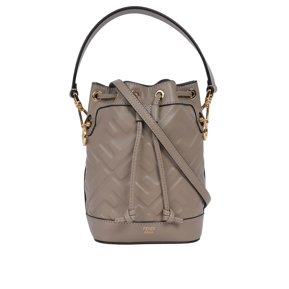 【FENDI】MON TRESOR FF 浮雕小牛皮二用迷你水桶包