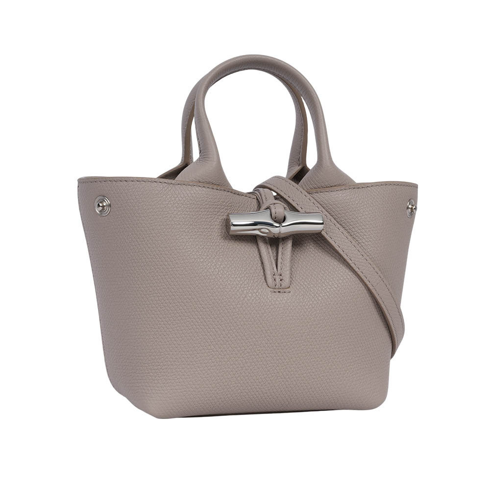 【LONGCHAMP】Roseau XS 竹節釦牛皮手提/斜背迷你二用包(泥褐色)10278 HFP 266