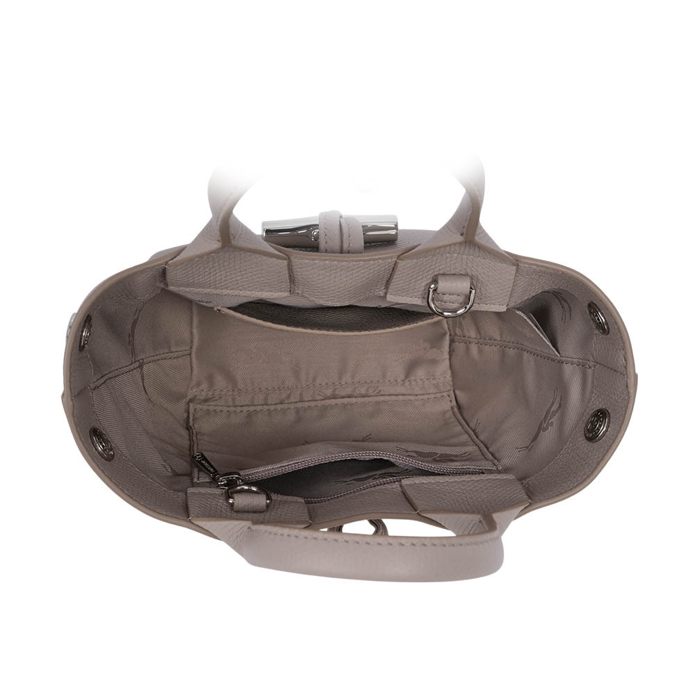 【LONGCHAMP】Roseau XS 竹節釦牛皮手提/斜背迷你二用包(泥褐色)10278 HFP 266