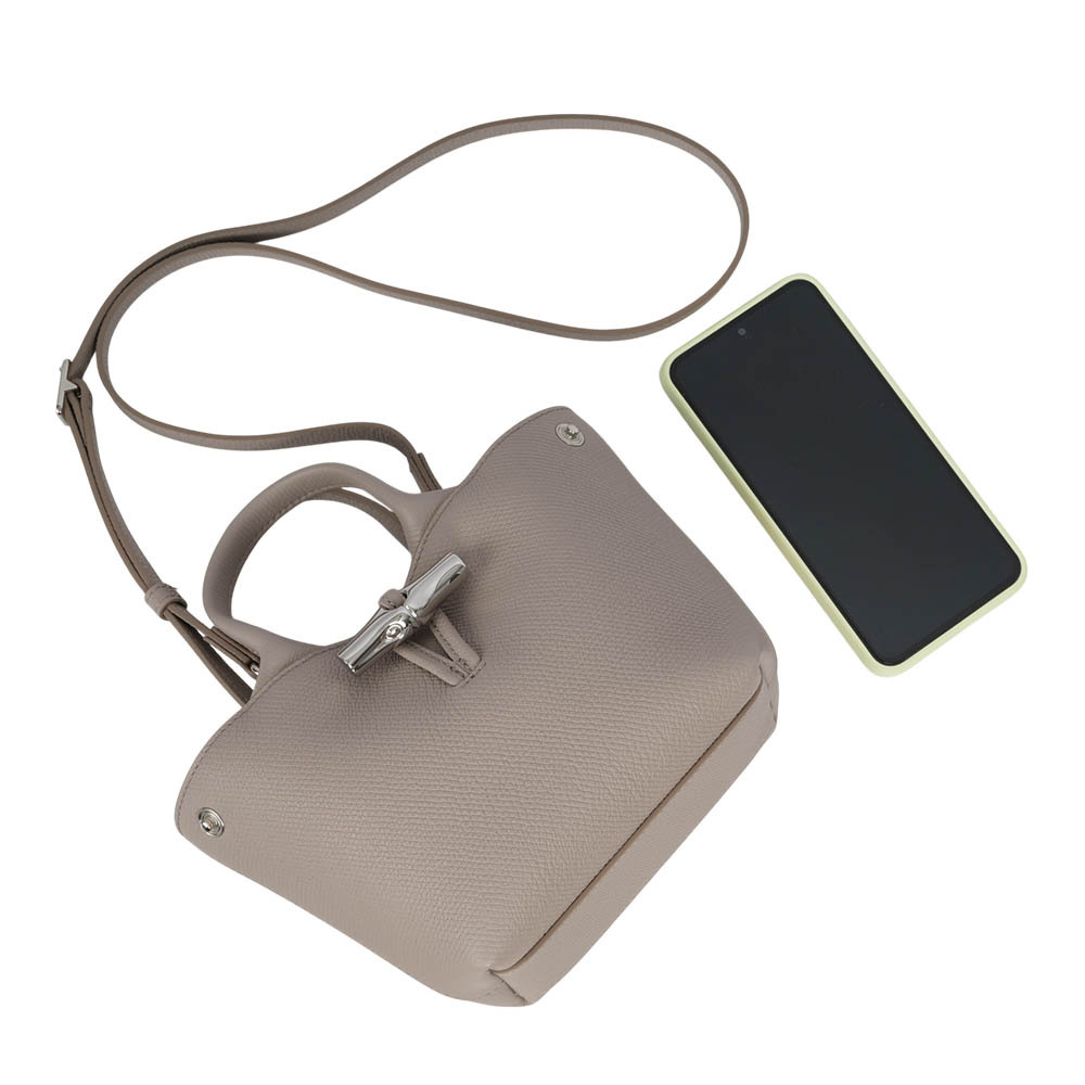 【LONGCHAMP】Roseau XS 竹節釦牛皮手提/斜背迷你二用包(泥褐色)10278 HFP 266