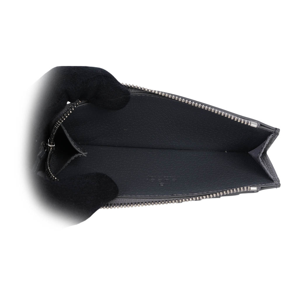 【GUCCI】GG Supreme 帆布及皮革拉鍊卡夾/零錢包