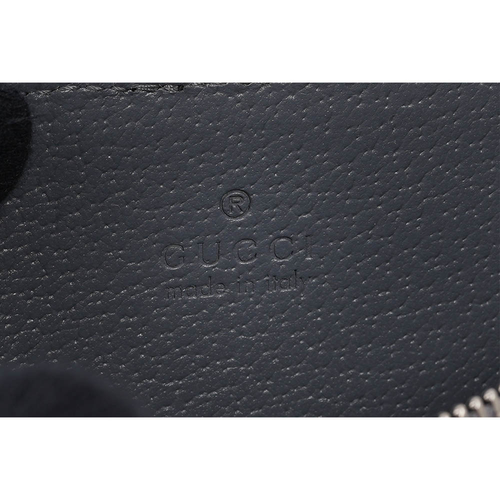 【GUCCI】GG Supreme 帆布及皮革拉鍊卡夾/零錢包