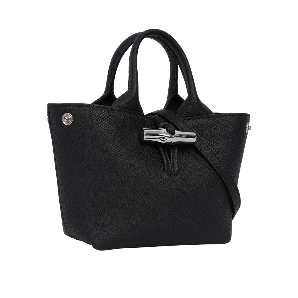 【LONGCHAMP】Roseau XS 竹節釦牛皮手提/斜背迷你二用包