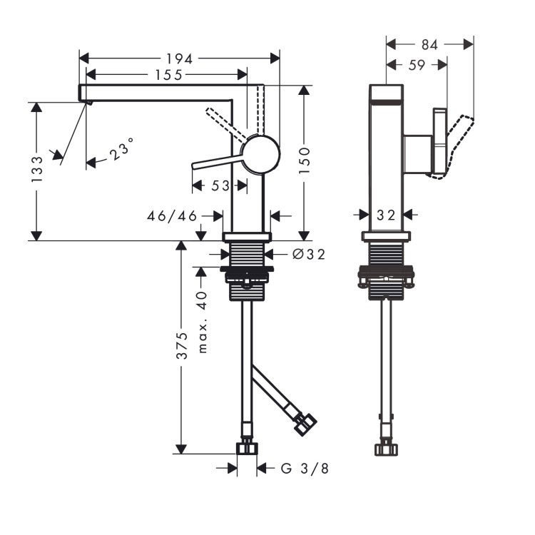 hansgrohe Tecturis E 73024, -000 Single lever basin mixer 110 Fine CoolStart with push-open waste set, with WaterfallStream flow - With GA Approval & Wels