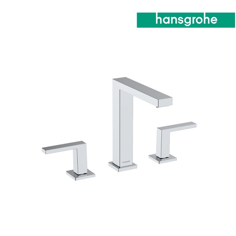 hansgrohe Tecturis E 73030, -000 3-hole basin mixer 150 EcoSmart+ with push-open waste set, with WaterfallStream flow - With GA Approval & Wels