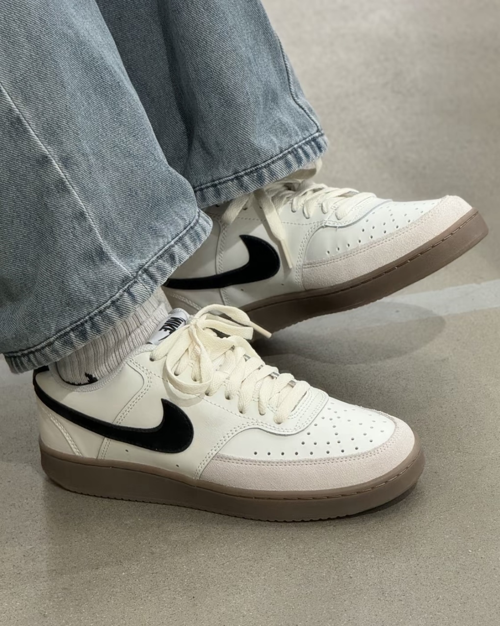 【現貨】Nike Court Vision 1 LOW 焦糖底 復古 麂皮 拼接 皮革 咖啡牛奶