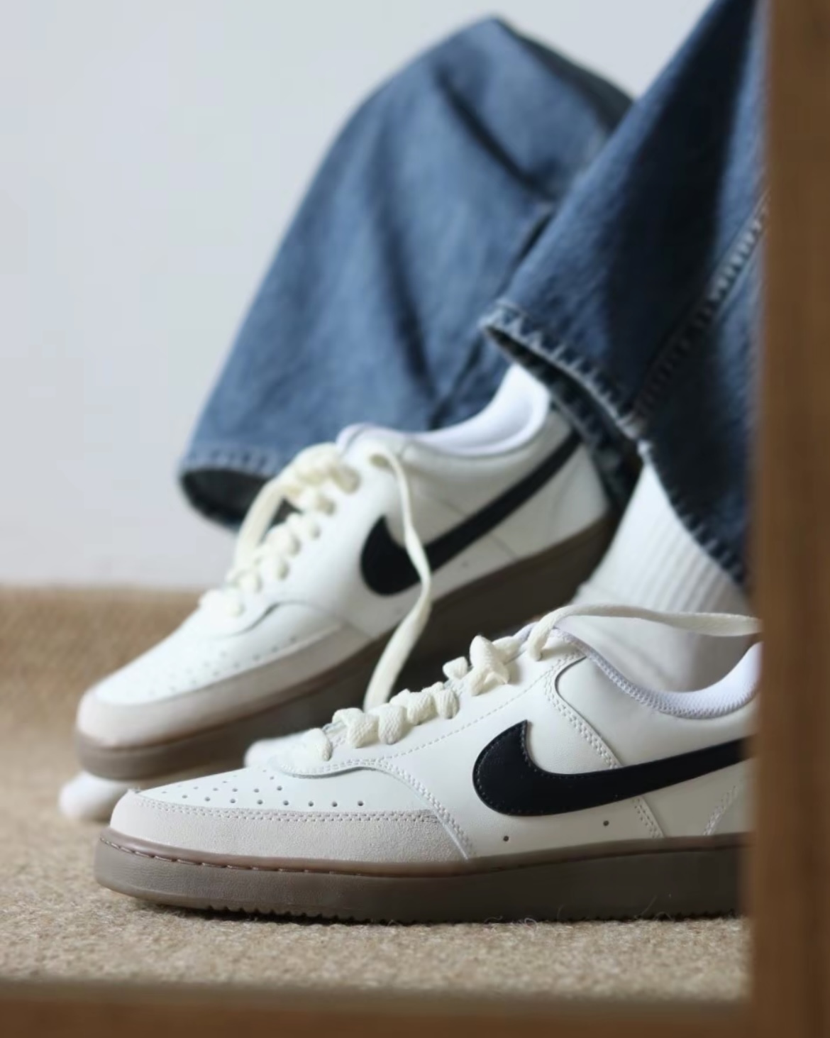 【現貨】Nike Court Vision 1 LOW 焦糖底 復古 麂皮 拼接 皮革 咖啡牛奶