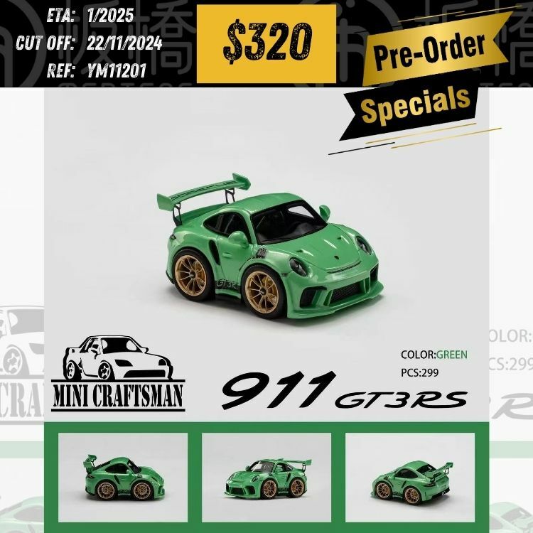 PO-$320 * YM MODEL * 1:64 PORSCHE 992 GT3 RS GREEN [OD20/11]
