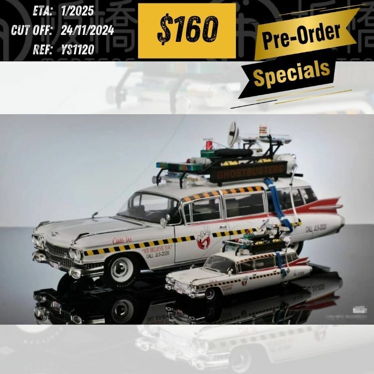 PO-$160 * YS MODEL * 1:64 MILLER-METEOR 1959 ECTO-1 GHOSTBUSTER WHITE [OD20/11]