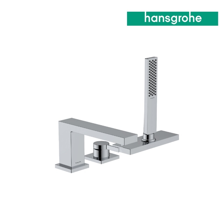 hansgrohe Tecturis E 73443, -000 + 13481, -180 3-hole rim mounted single lever bath mixer with sBox, with WaterfallStream flow - With GA Approval