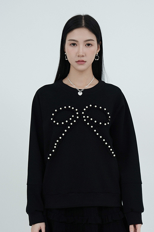 釘珠荷葉邊蝴蝶結衛衣（*現貨款式）