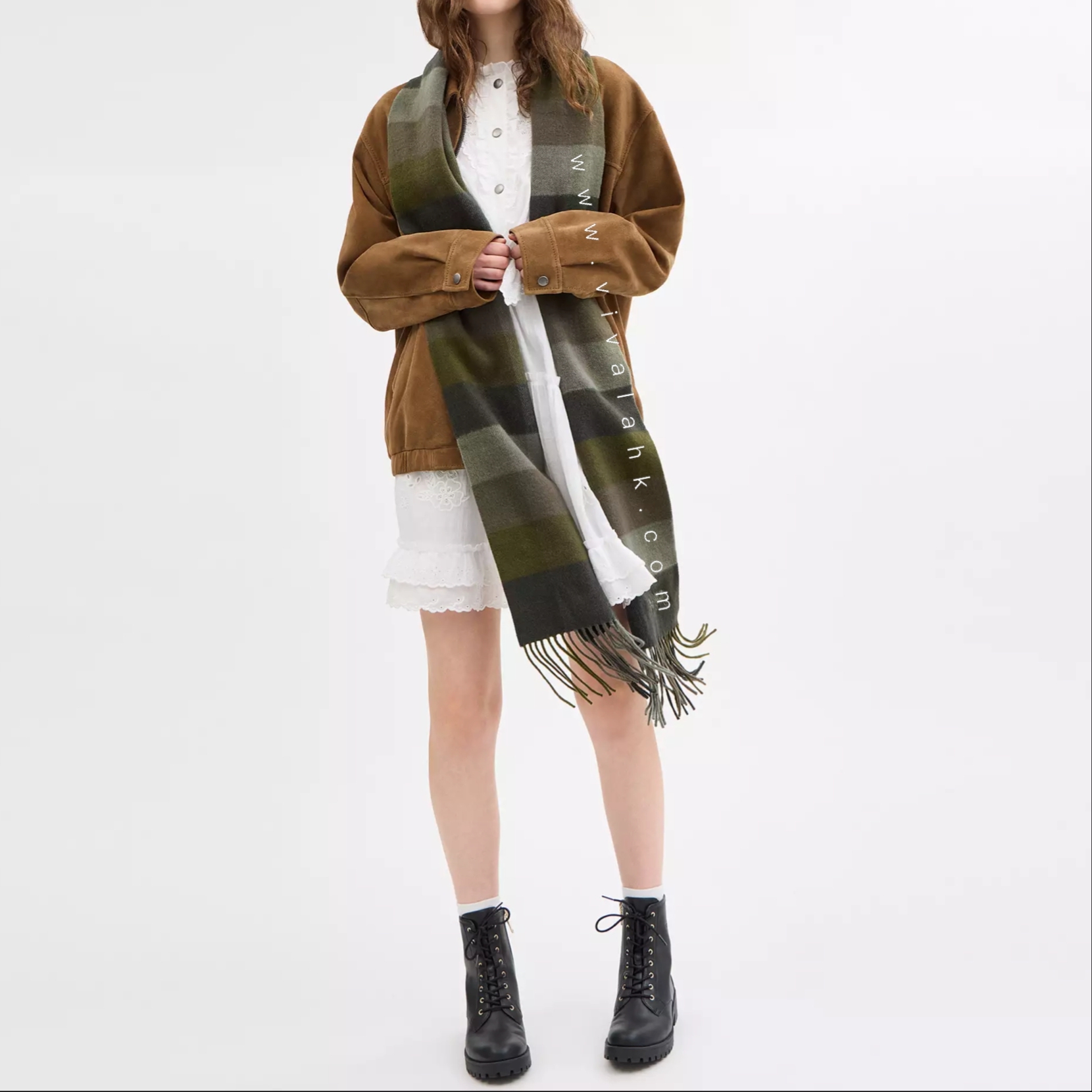 Coach - 格仔印花特長頸巾 (4629)