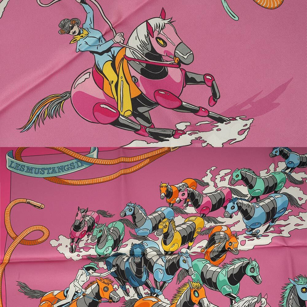 Les Mustangs II 盔甲野馬雙面方巾(90x90)