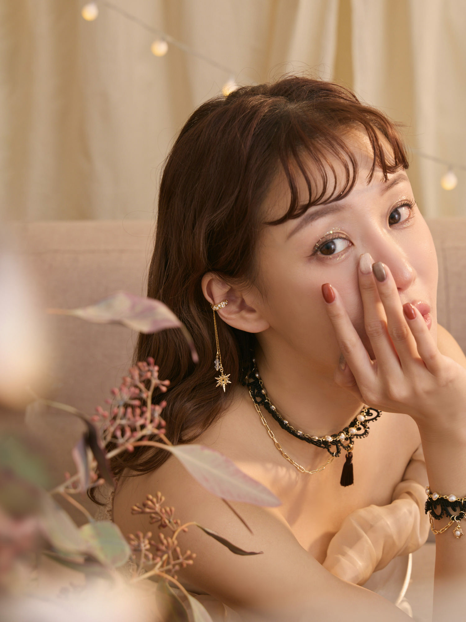 流星記號。MUCHAT手作14KGP鋯石星芒水晶耳骨夾