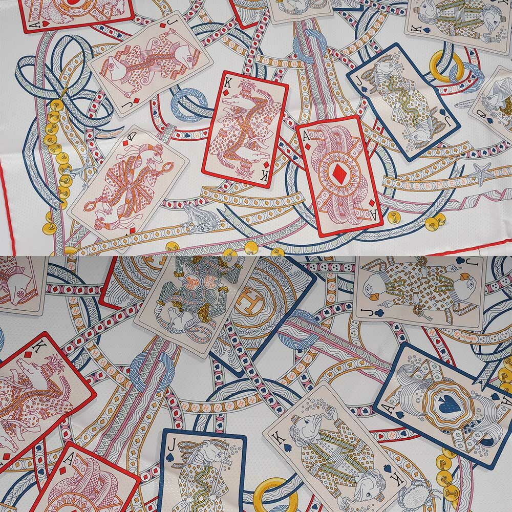 Dame de Coeur 撲克牌圖案小孔絲質方巾(70x70)