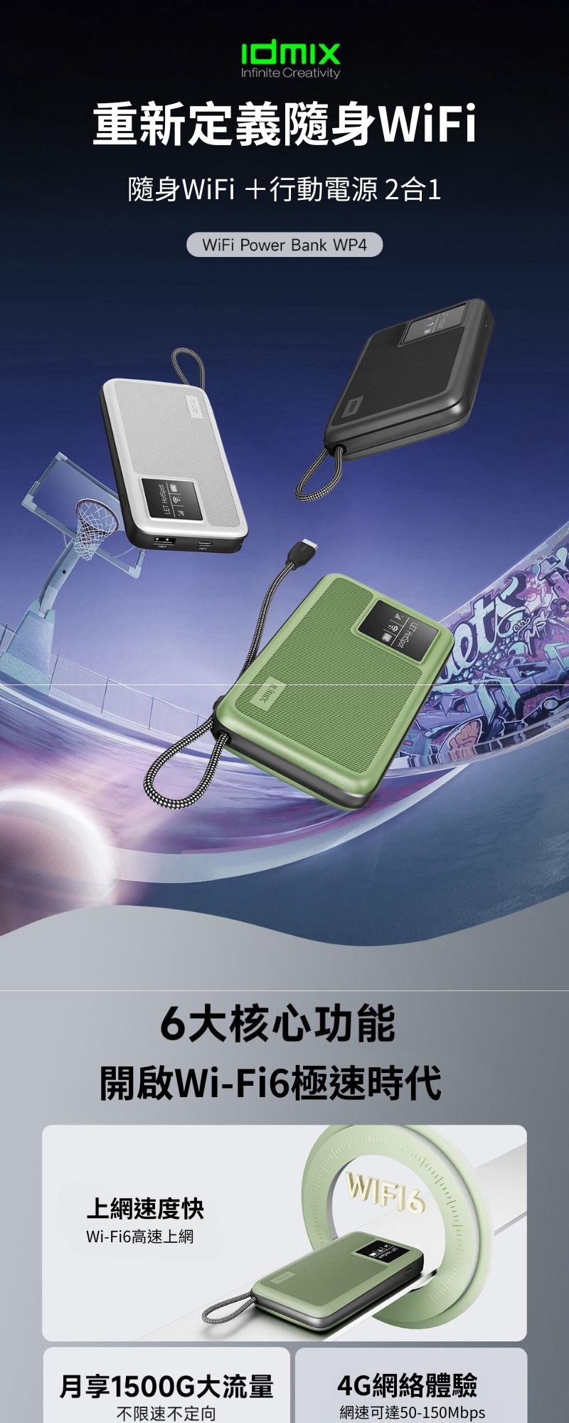 idmix 隨身4G WiFi行動電源 WP4