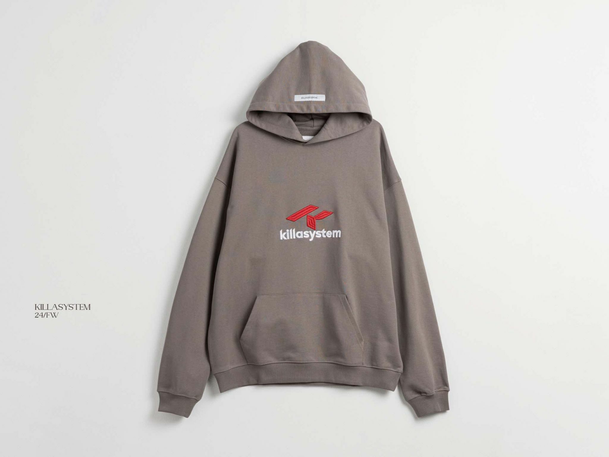 KILLASYSTEM 24F/W SOLID STITCH COLOR HOODIE (沙灰色)
