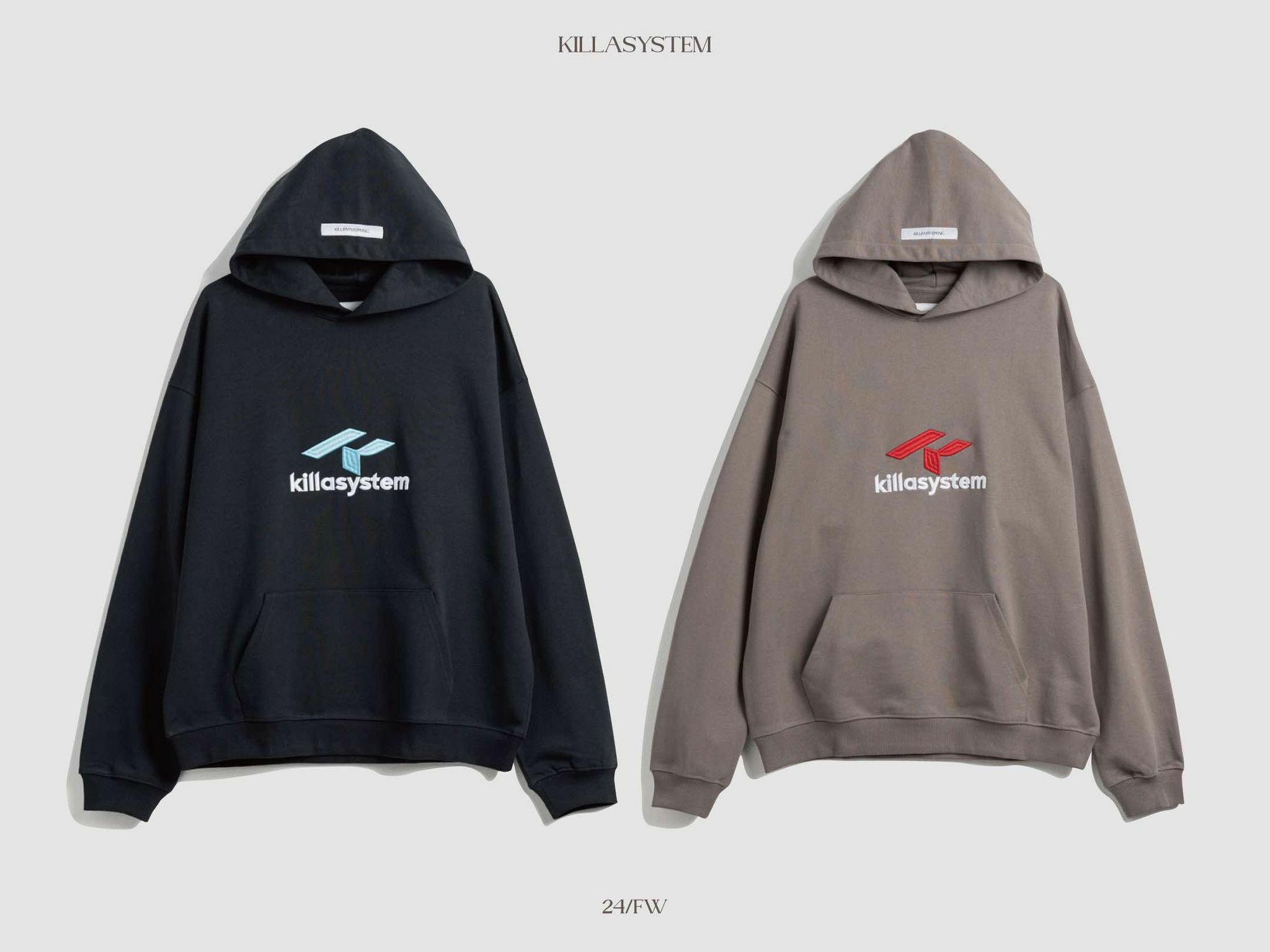 KILLASYSTEM 24F/W SOLID STITCH COLOR HOODIE (沙灰色)