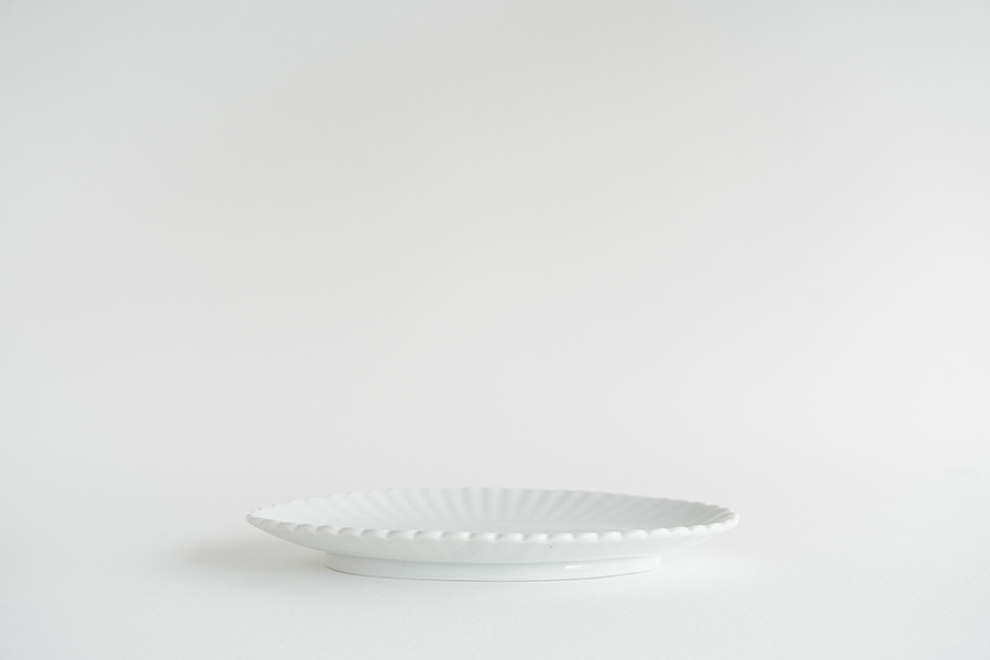 村上雄一-白磁輪花橢圓皿