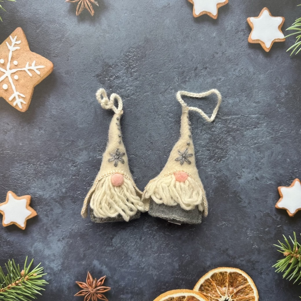 毛毛鬍子耶誕老人D - 白帽 | 節日吊飾