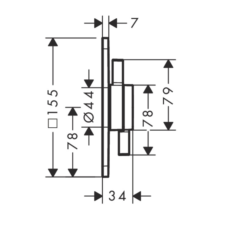 hansgrohe Duo Turn Q 75614, -000 + 01500, -180 Mixer for concealed installation for 1 function - With GA Approval