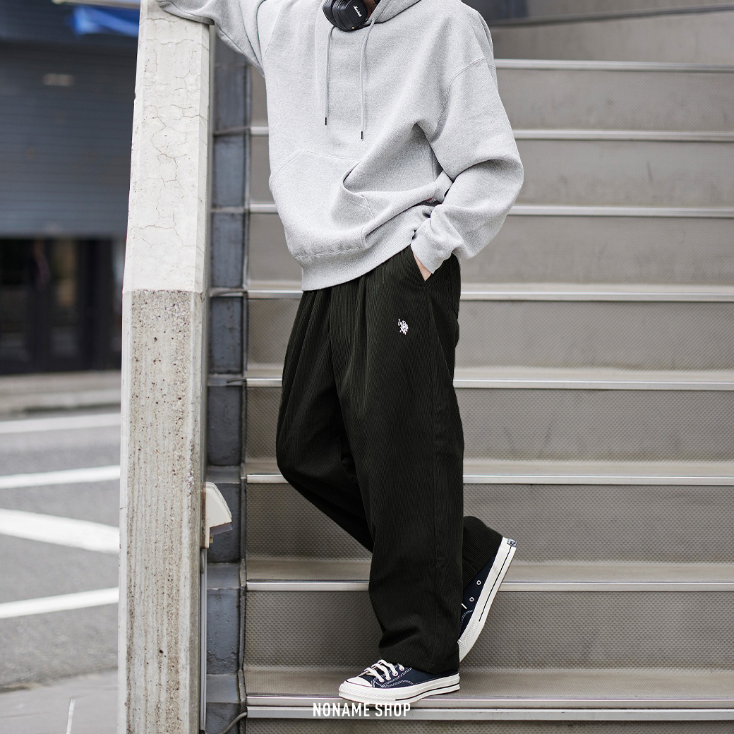 U.S. POLO ASSN. 刺繡 LOGO 寬鬆 燈芯絨 氣球褲 廚師褲 長褲 四色 (男款)