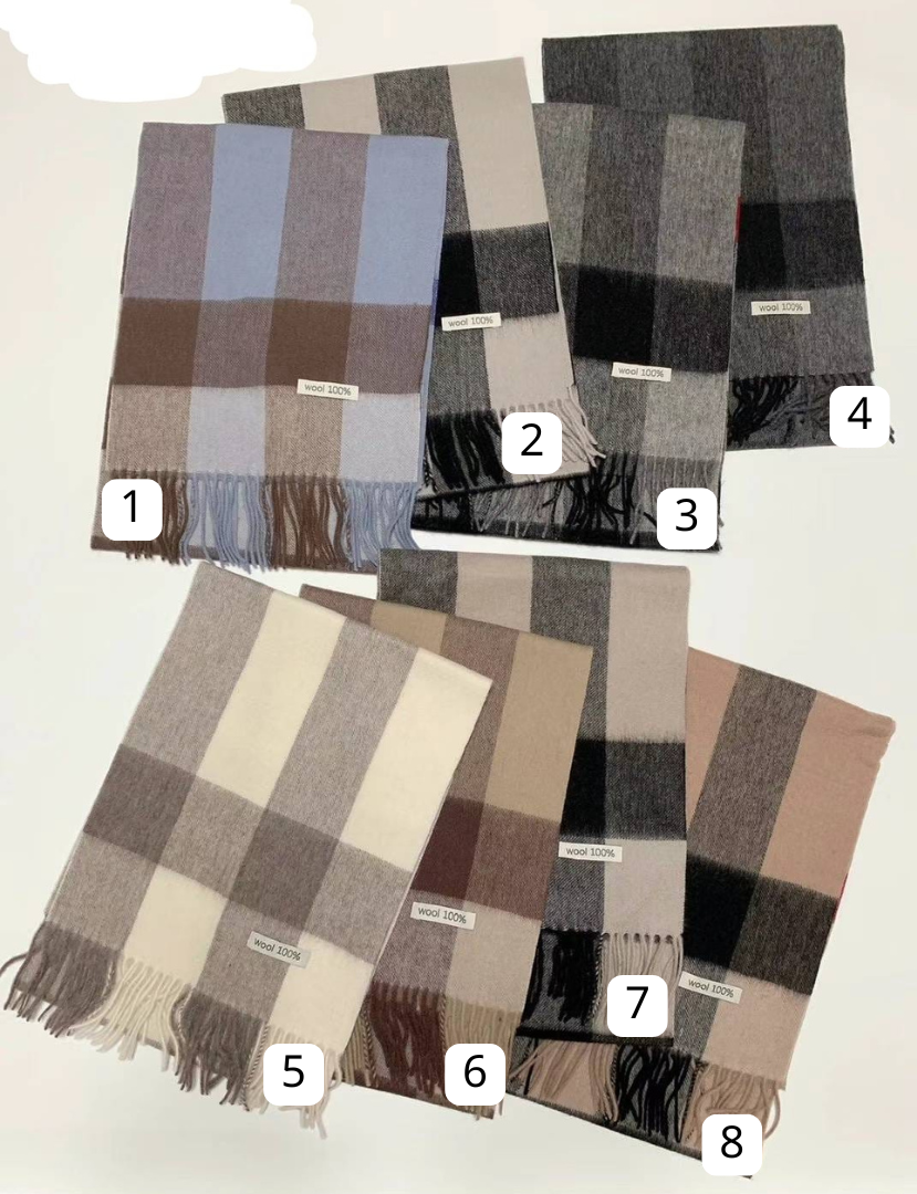 BN3205 撞色大格仔英倫風流蘇頸巾