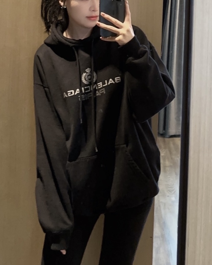 BALENCIAGA 皇冠標誌黑色連帽衛衣