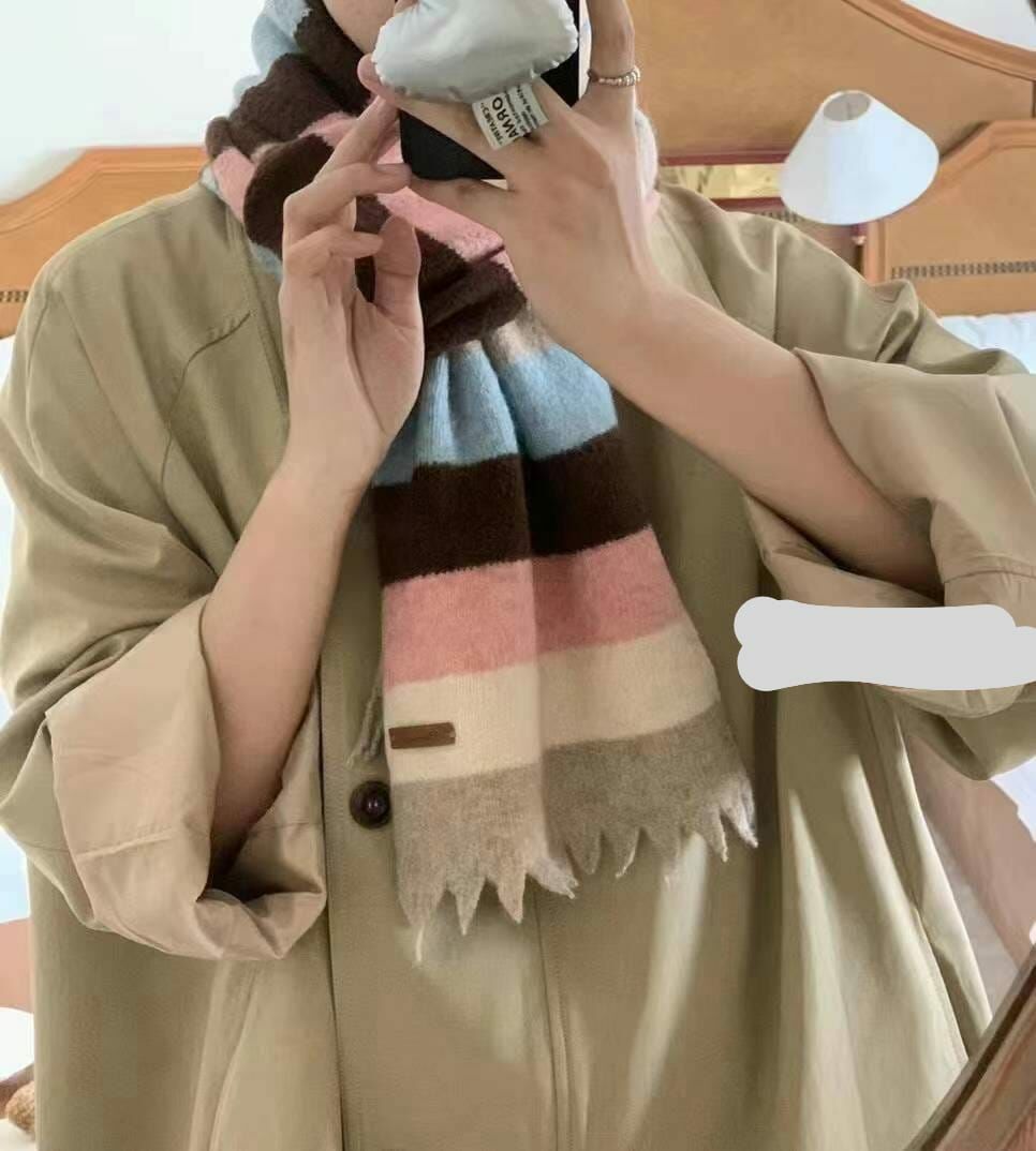 BN3210 粗間彩色拼色頸巾