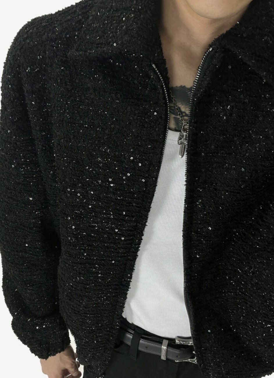 反領閃片拉鍊外套 MALENKII-122JK