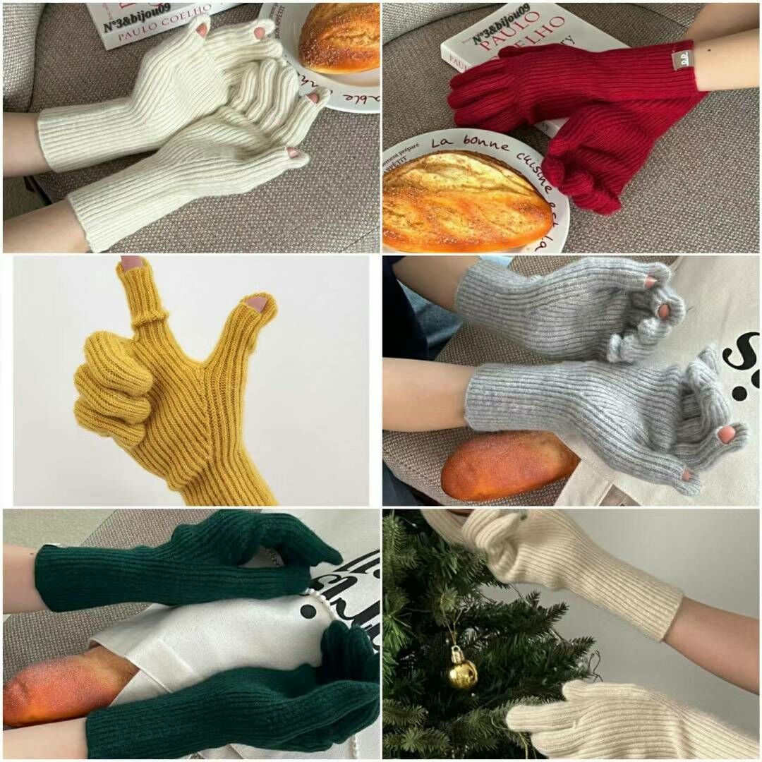 BN3212 純色中長羊毛手套