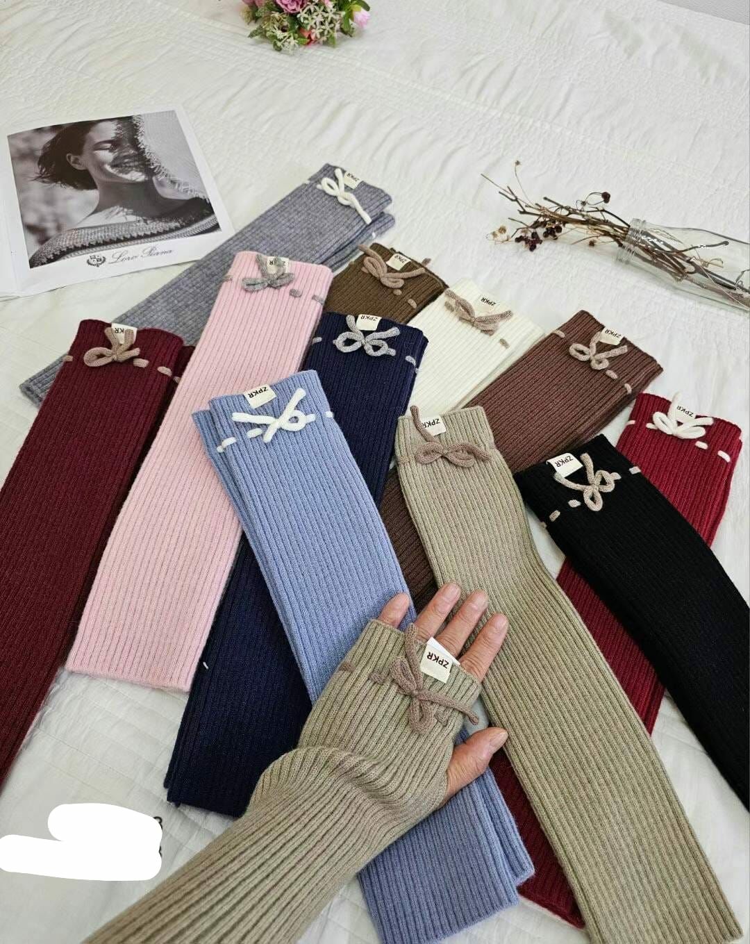 BN3214 針織羊毛蝴蝶結手袖套