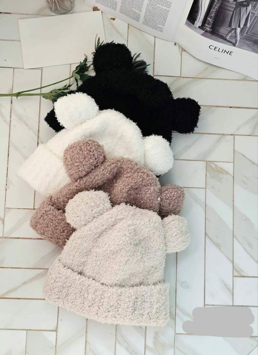 BN3217 毛絨絨小熊冷帽