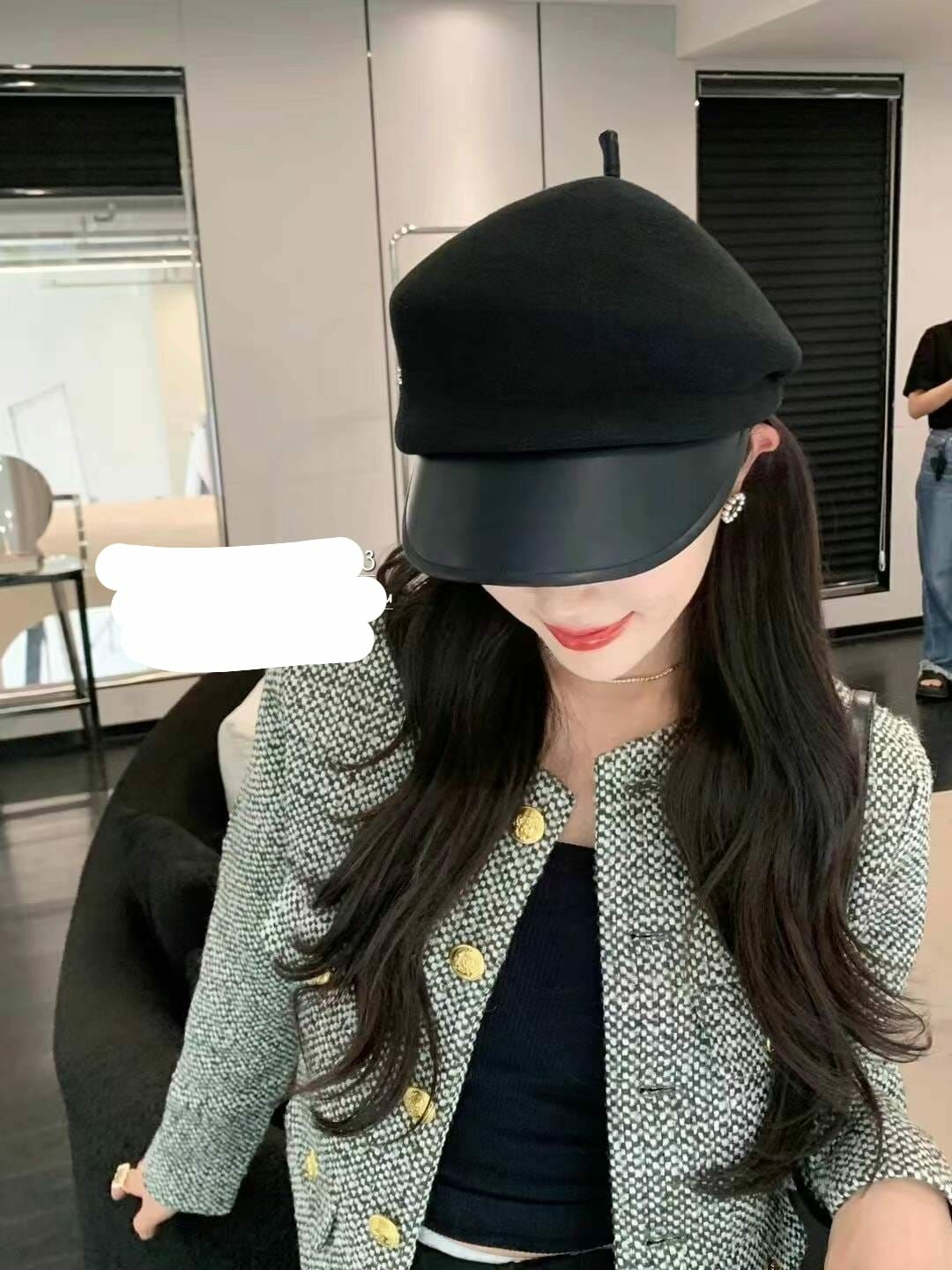 BN3219 畫家羊毛拼接鴨嘴帽