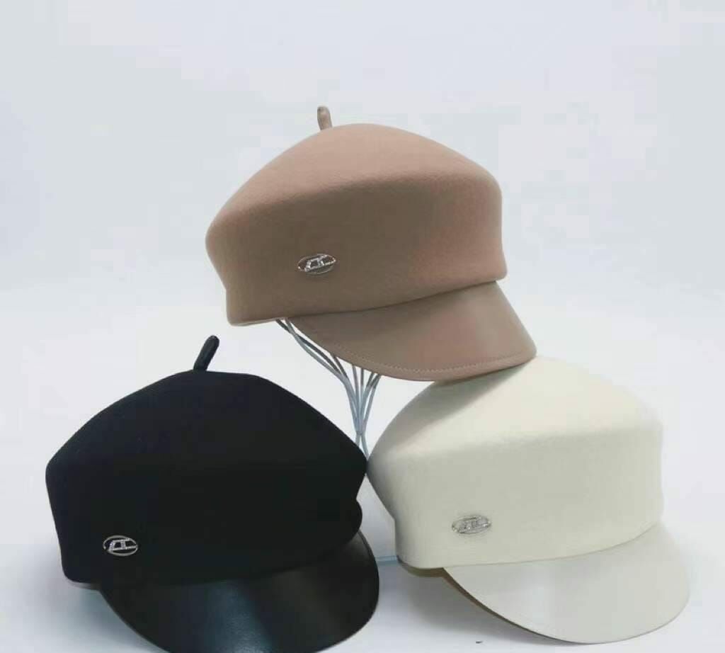 BN3219 畫家羊毛拼接鴨嘴帽