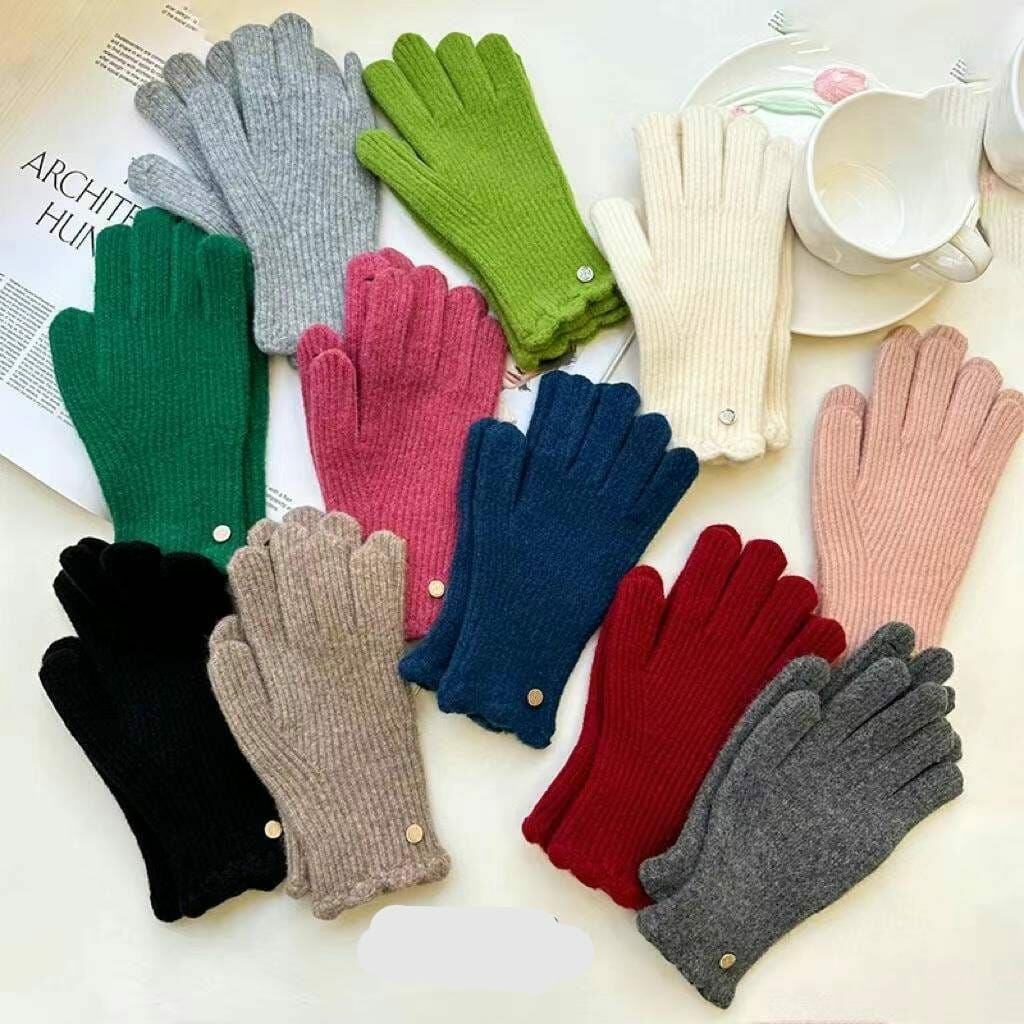 BN3220 小花邊直條羊毛短手套