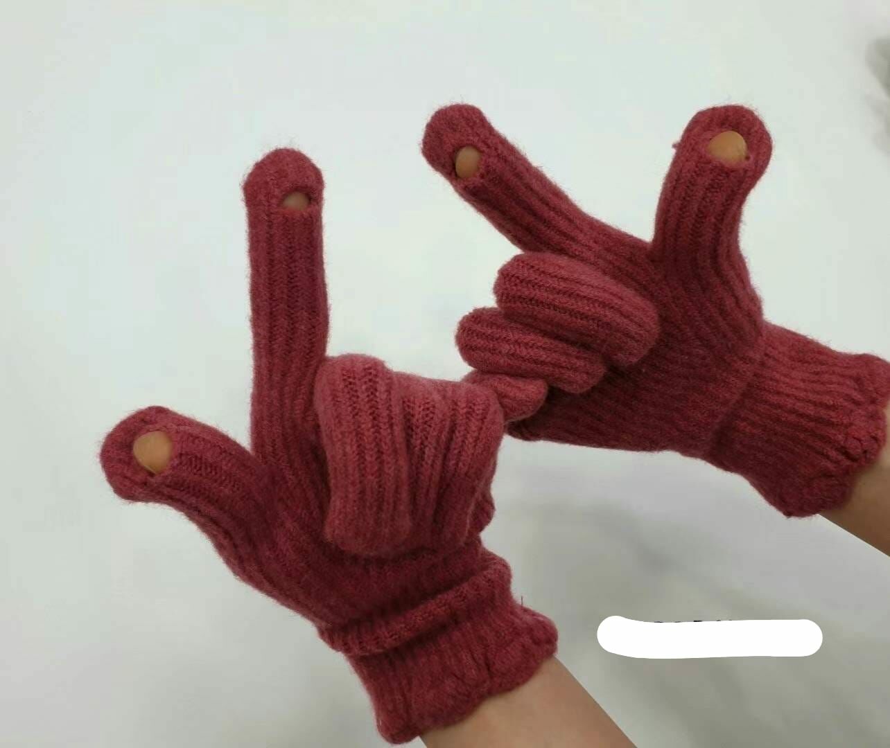 BN3220 小花邊直條羊毛短手套