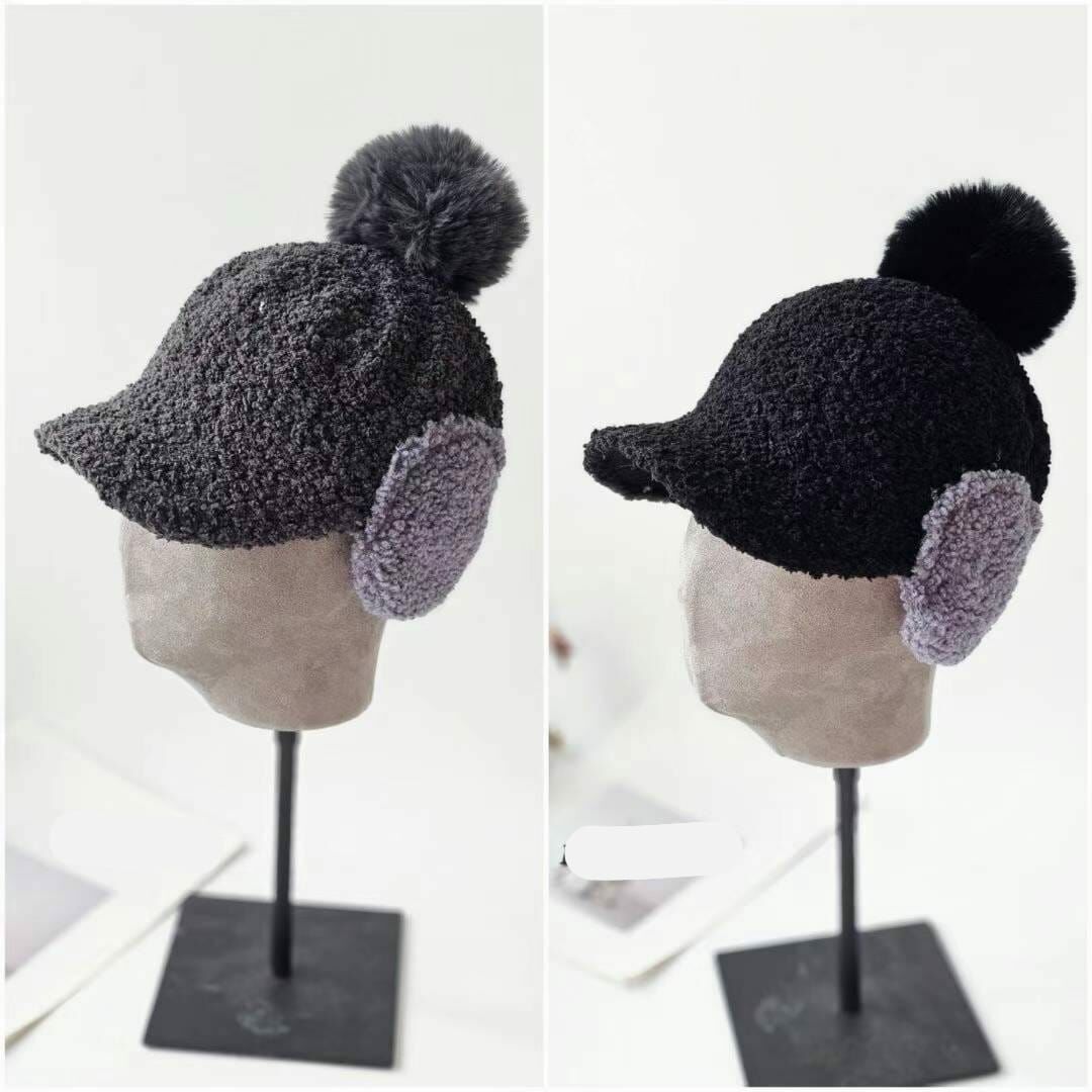 BN3223 卷卷毛鴨嘴帽連耳罩