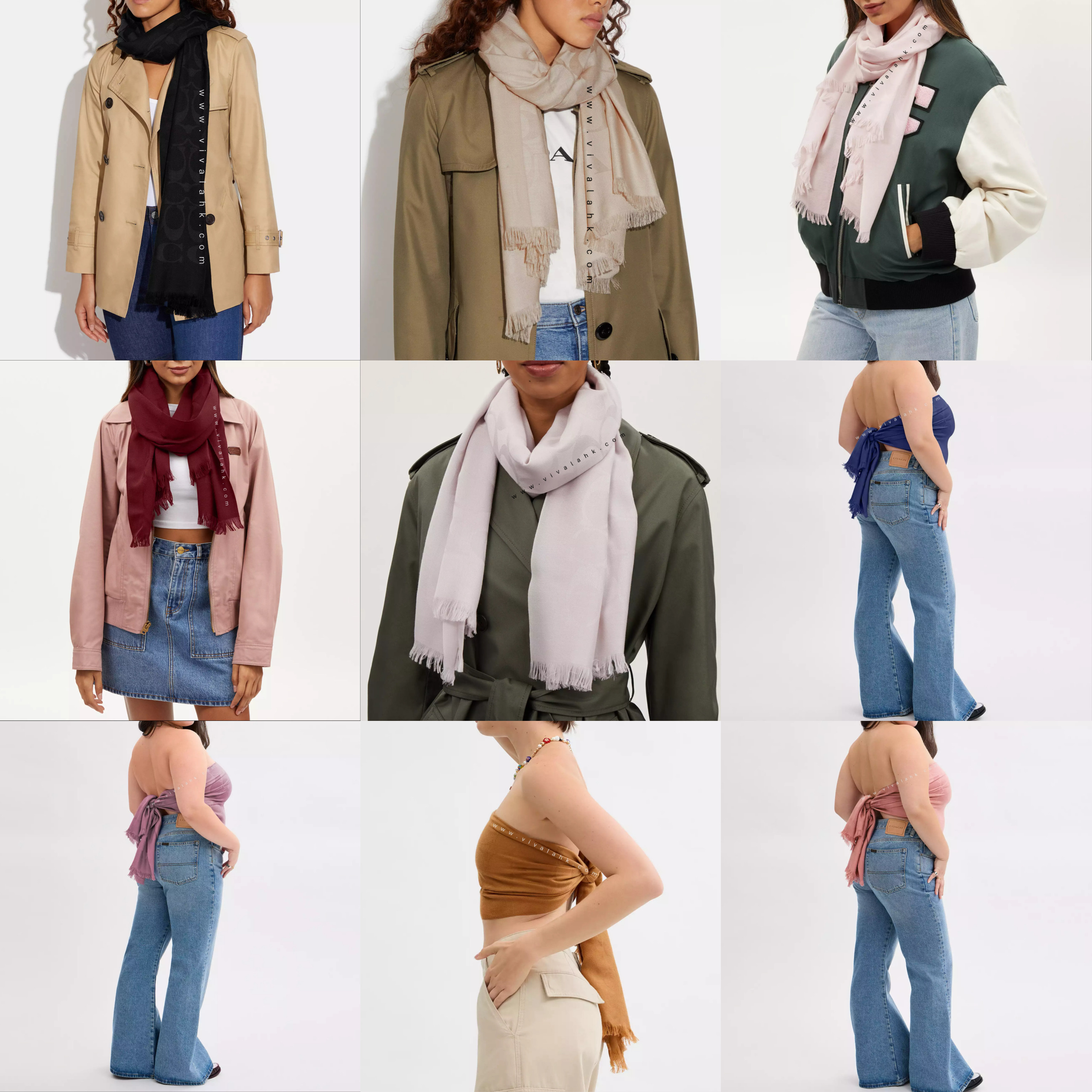 Coach - C字暗花薄絲巾 (CB700)