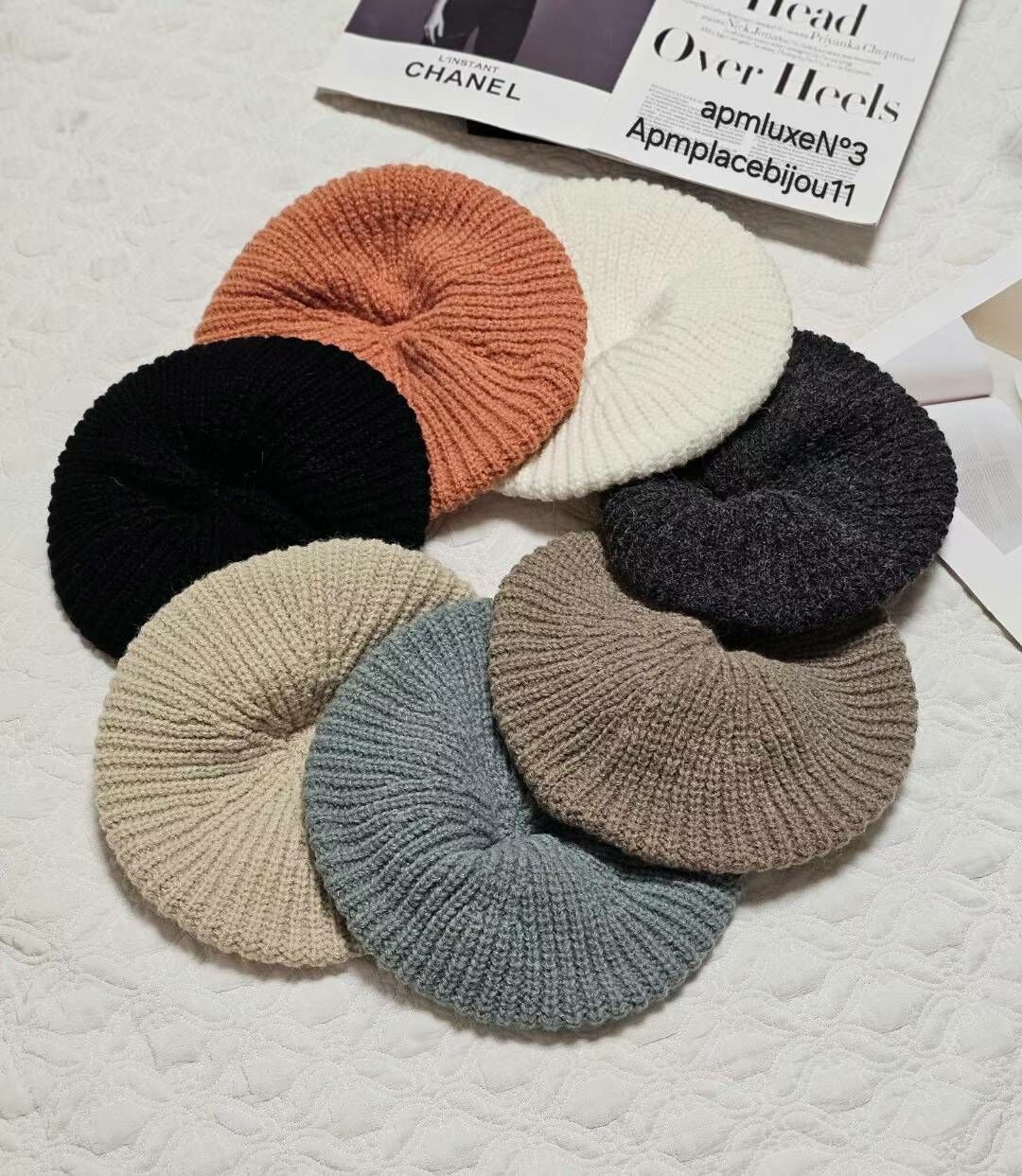 BN3225 針織羊毛畫家款冷帽